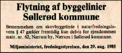 Fra Stats Tidende 3. oktober 1985.